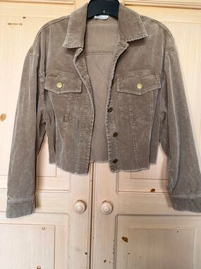 Sage Taupe Corduroy Cropped Jacket